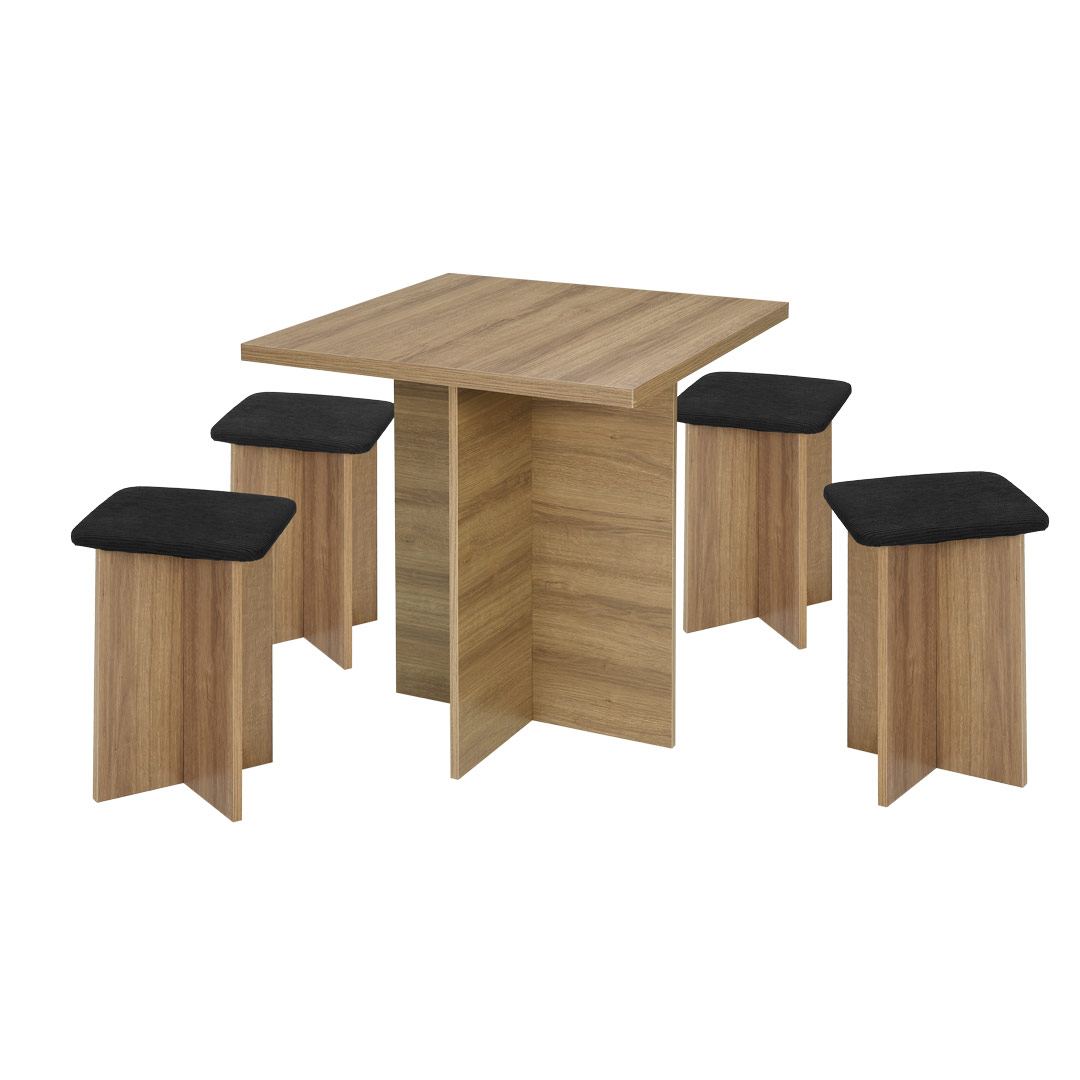 Conjunto Mesa 70x70 + Banquetas Estofadas